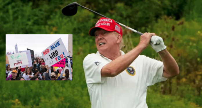 Trump Golfs.